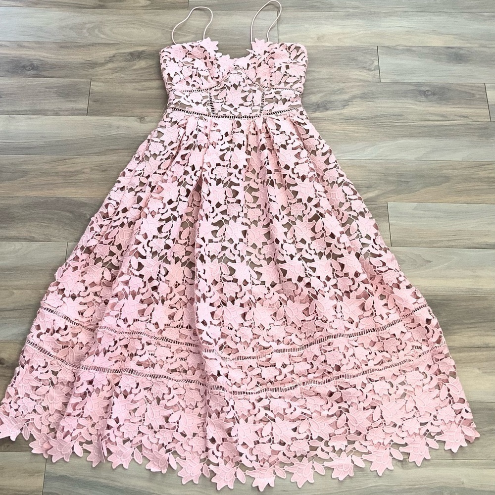 Sistaress Practical Lace Pattern Dress in Blush - Picture 7 of 13